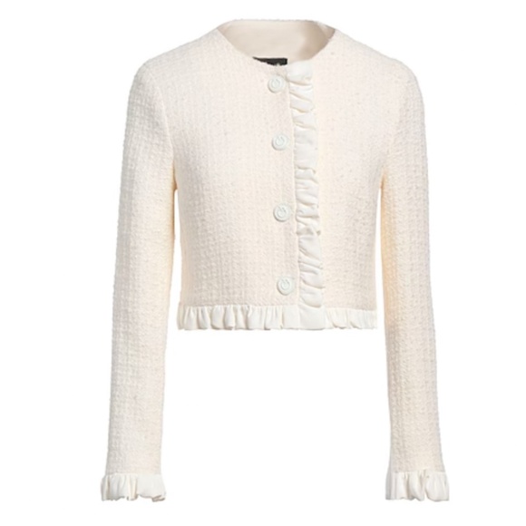 NWT PINKO Ruffle-Detail Cropped Tweed Jacket - Picture 5 of 5